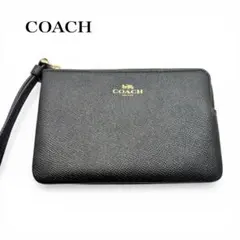極美品 COACH リストレットポーチ 黒 レザー 本革 ブラック ミニポーチ