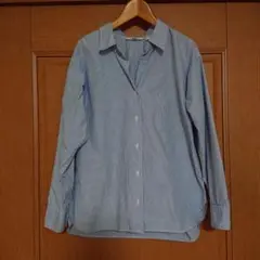 UNIQLO 青と白のストライプ長袖シャツ S