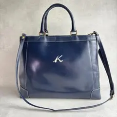 Kitamura トートバッグ 2way ショルダーバッグ　ネイビー　レザーのサムネイル