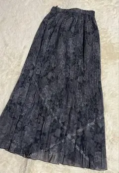 黒系花柄　プリーツスカート　M 試着のみ　春夏スカート　ロングスカート
