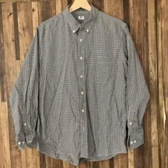 UNIQLO チェック柄 長袖シャツ L ネイビー系