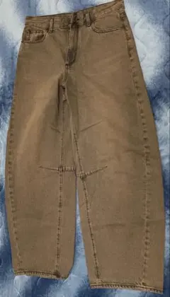 GU バレルレッグジーンズ ブラウン Lサイズ