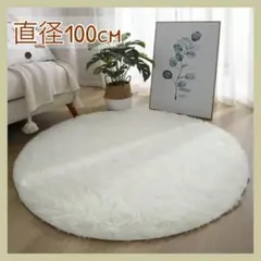 ホワイト ラグマット マット 円形 丸形 カーペット アクセントラグ