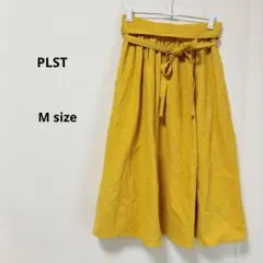 PLST プラステ　フレアスカート　M イエロー　リネンブレンド　ウエストベルトのサムネイル