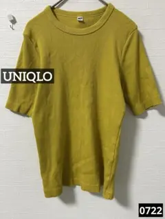 0722 UNIQLO リブクルーネックT（5分袖） イエロー