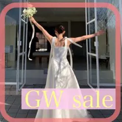 ✨GWSale✨残り1点✨ウェディングドレス　韓国風　サテン　前撮り　Mサイズ