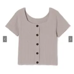 GRL フロントボタンリブニットトップス　ベージュ