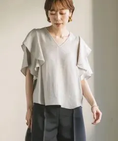 ANAYI ドライポンチラッフルケーププルオーバー　Mサイズ　モカ ANAYI ドライポンチラッフルケーププルオーバー Mサイズ モカ - メルカリ
