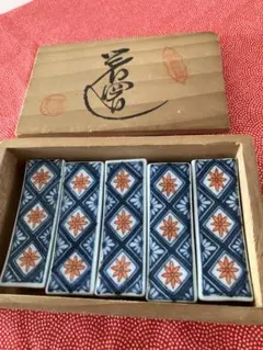 陶器製箸置き 5個セット 木箱付き