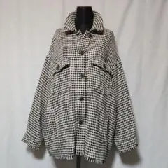 美品 L ZARA 千鳥格子 シャツツイードジャケット 羽織り