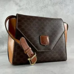 美品✨セリーヌ ショルダーバッグ マカダム トリオンフ PVC 肩掛け ブラウン