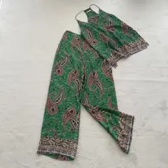 美品♡ZARA ペイズリー柄 ワイドパンツ　キャミソール　セットアップ リゾート