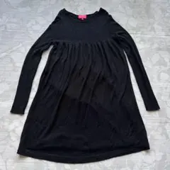 ア*ィ様 ジュンコシマダ アンゴラ混 Aライン ニットワンピース チュニック 黒