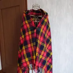 フード付きチェック柄ポンチョ