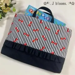 ハンドメイド♡リボンストライプのレッスンバッグ♡入園 入学 女の子