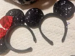 美品★スパンコール ミッキー　ミニー　カチューシャ ディズニー　ペア　カップル