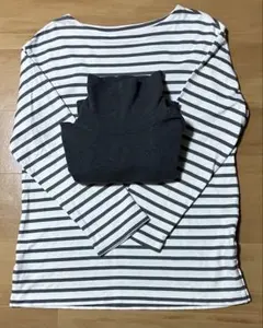 無印良品 ボートネック ボーダー 長袖Tシャツ タートルネック 2点セット