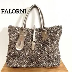 FALORNI ファロルニ　イントレチャート ゴールド レザー　トートバッグ