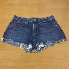 デニム ショートパンツ フリンジヘム 短パン Sサイズ
