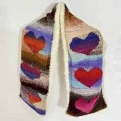 ハンドメイド 野呂英作 NORO ハートマフラー モコモコ ウール グラデ