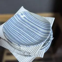 中村勘三郎　皿5枚　粋小紋　青白ストライプ柄のサムネイル