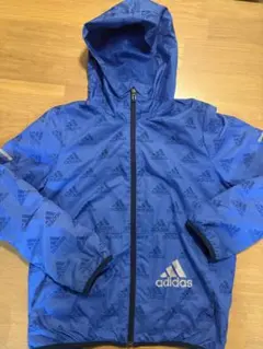 adidas 青 ナイロンジャケット 140サイズ