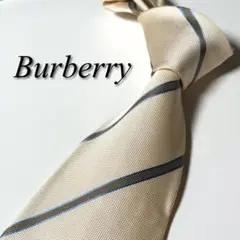 【美品】 Burberry バーバリー ストライプ柄 ホワイト系 ネクタイ