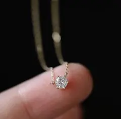 新品　一粒ダイヤネックレス　0.3ct　最高品質CZ　925シルバー　k18gp