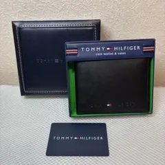 【未使用品】トミーヒルフィガー フラッグ ロゴ 二つ折り財布 ブラック 箱付き
