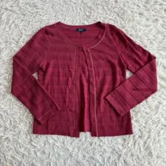 ROPE 長袖カーディガン 赤 ストライプ Mサイズ