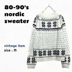 80-90's ノルディックセーター / ヴィンテージ ニット 刺繍 古着