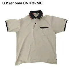 U.P renoma ポロシャツ Mサイズ 半袖 ベージュ×ネイビー メンズ