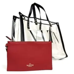 希少　ヴァレンティノ　 VLTN クリア ロックスタッズ トートバッグ　ポーチ付のサムネイル
