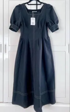 新品タグ付き 半袖 ナイスクラップ NICE CLAUP ワンピース ロング 黒