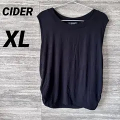 CIDER◎ブラック ノースリーブ Tシャツ XL 大きいサイズ シャーリング