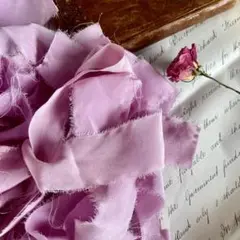 ～lavender～手染め シルク フリンジ リボン ジャンクジャーナル 3m