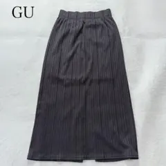 GU ジーユー リブスカート M ロングスカート スリット ブラック　シンプル