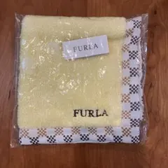 FURLA イエロー チェック柄 タオルハンカチ