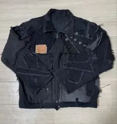 ぷ*️様 パッチワークデザイン ブラックデニムジャケット