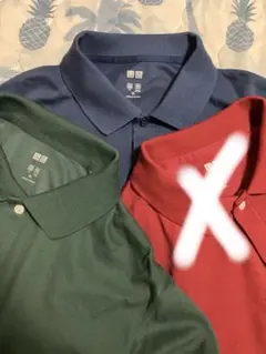 エアリズムコットンカノコポロシャツ 3枚セット XL 赤青緑のサムネイル