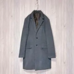 【BROWNY】メンズウールコート アウター グレー シンプルデザイン L