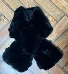 試着のみ☆マリークワント リアルファー ティペット マフラー 黒