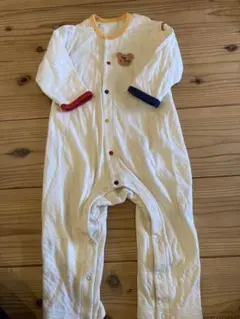 ホワイトロンパース 80サイズ クマ刺繍