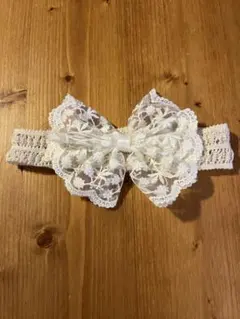 ハンドメイド ベビー レースリボン ヘアバンド