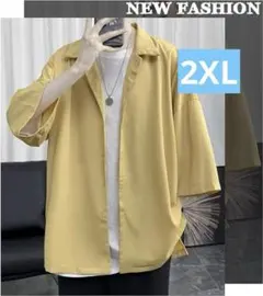 [FLYSHION] シャツ メンズ 長袖 五分袖 ゆったり 2XL