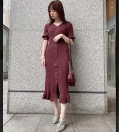 snidel☆スナイデル☆フロントボタンデザインニットワンピース