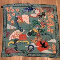 BVLGARI サーカスデザイン スカーフ BVLGARI ブルガリ スカーフ サーカス 人 ピエロ イエロー ふち