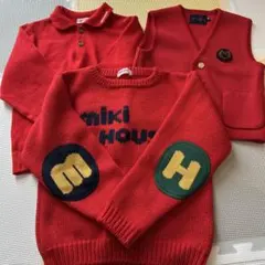 miki HOUSE 赤 ニット・セーター・ベスト 3点セット120センチ