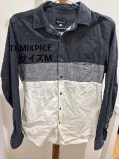 TK MIXPICE 切替デザイン シャツ M 長袖 コットン チェック