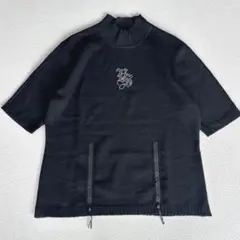【美品/レディースL】Valenza Sports ハイネック　半袖　ニット　黒のサムネイル